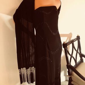 Black chiffon beaded scarf